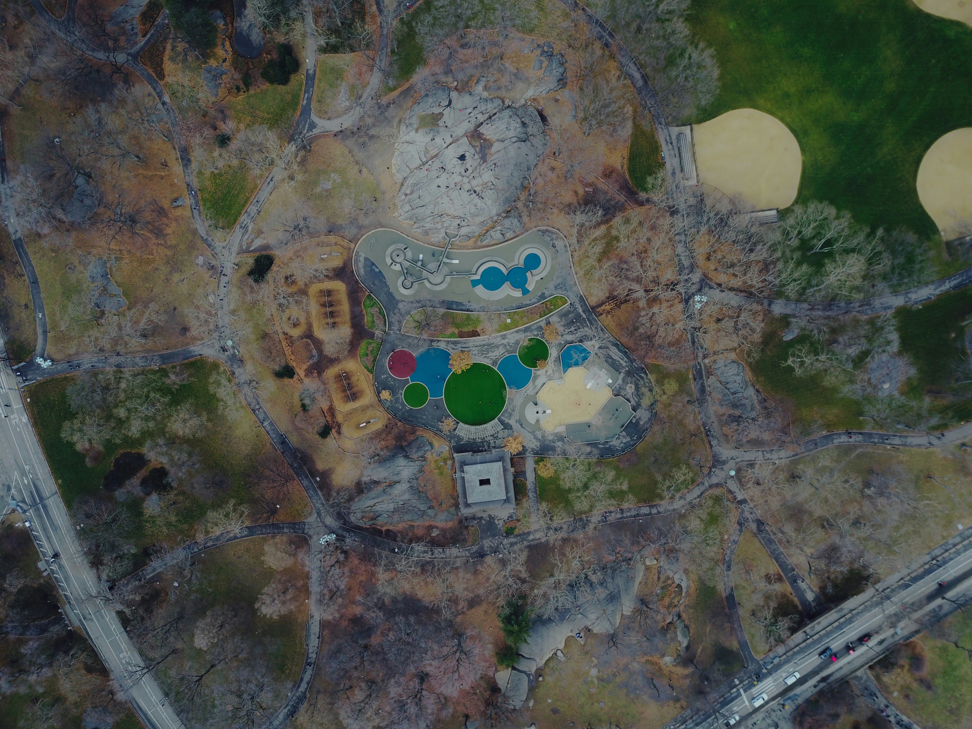 aerial view of swimming pools